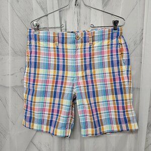 J. Crew Chino Blue Pink Plaid Shorts Preppy Classic Country Club Size 4